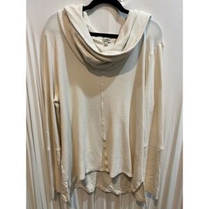 Croft & Barrow Women's Cream Waffle Knit Cowl Neck Long Sleeve Tunic Top